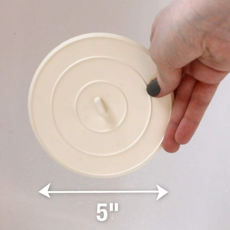 DANCO 89042P Flat Kitchen Sink Stopper, Flat Suction Drain Plug, Bathroom Bathtub Drain Stopper, 5 Inch, White, 2-Pk - Image 2